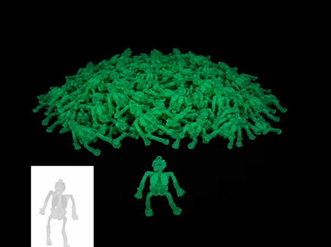 Glow In The Dark Goofy Halloween Skeletons - Pack of 120
