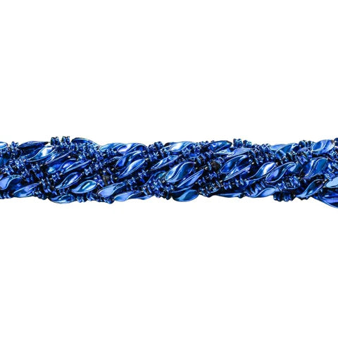 Swirl Metallic Royal Blue Mardi Gras Beads - 48 Inches Necklaces