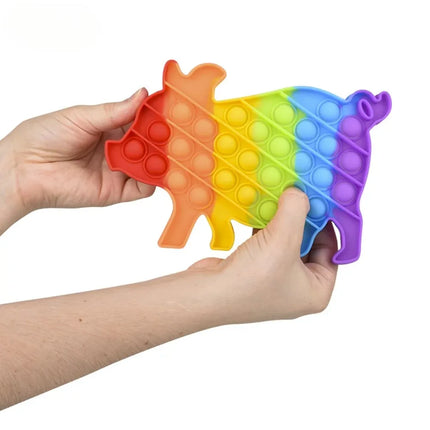 6.5"-8" Rainbow Farm Animals Bubble Poppers