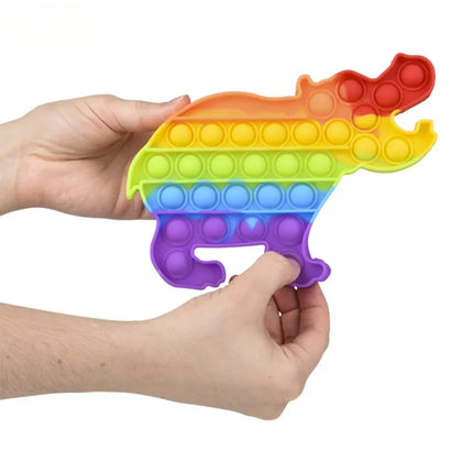7" Rainbow Hippo Bubble Poppers
