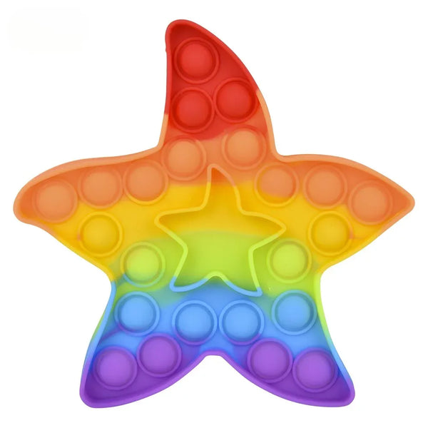 6 Rainbow Starfish Bubble Poppers