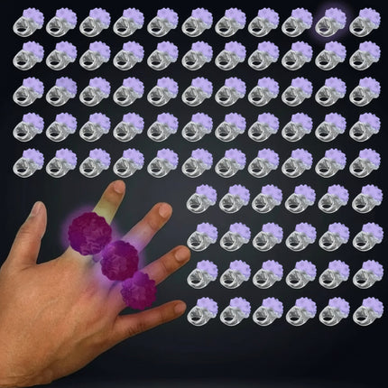 Purple LED Light Up Flashing Jelly Bumpy Rings - Pack of 96
