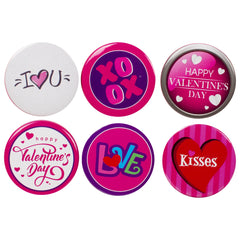 Valentine's Day 2 1/4" Buttons - 6 Assorted Button Pins Per Pack