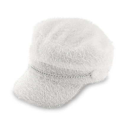 White Furry Biker Hat
