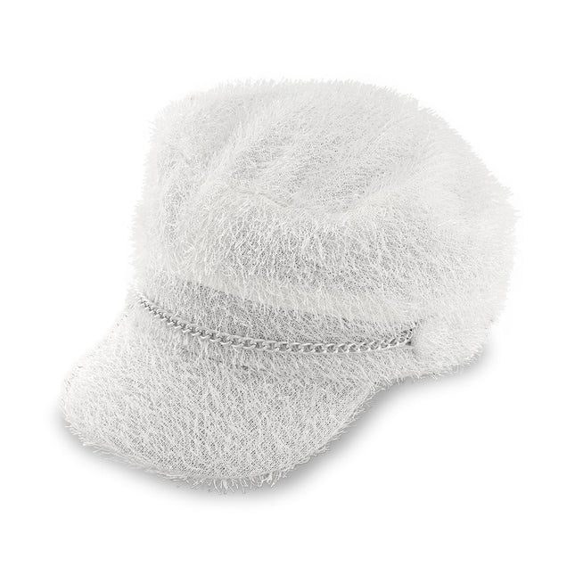White Furry Biker Hat
