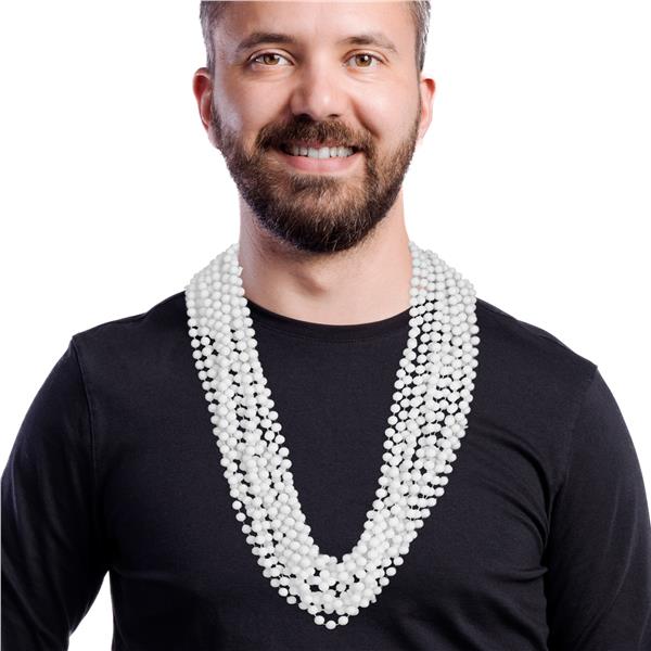 White 33 Inch 7mm Bead Necklaces