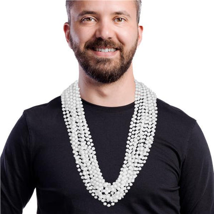 White 33 Inch 7mm Bead Necklaces