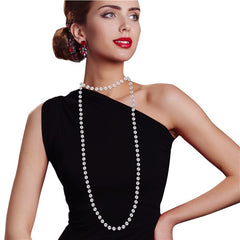 White 60 Inch Pearl Bead Necklace