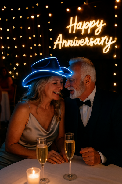 EL WIRE Light Up Iridescent Space White Cowboy Hat