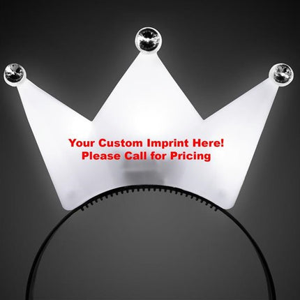 White LED Light Up Crown Headband - Custom Imprint