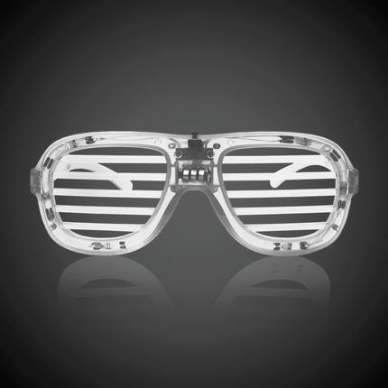 White LED Light Up Flashing Slotted Glasses