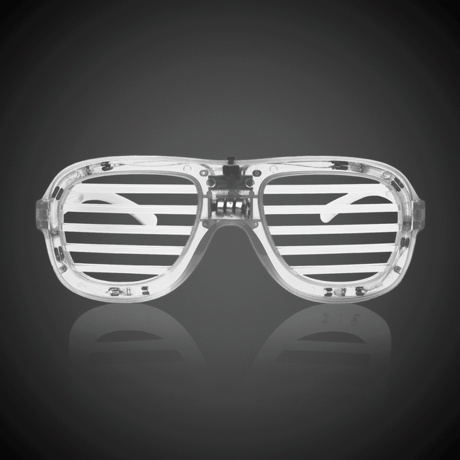 White LED Light Up Flashing Slotted Glasses