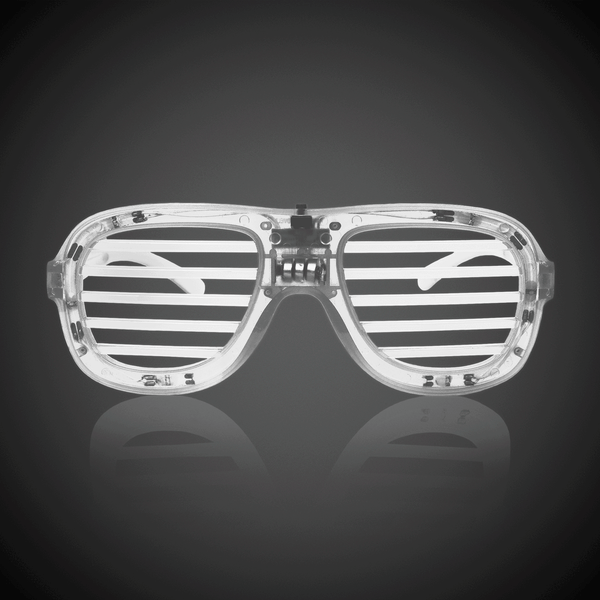 White LED Light Up Flashing Slotted Glasses