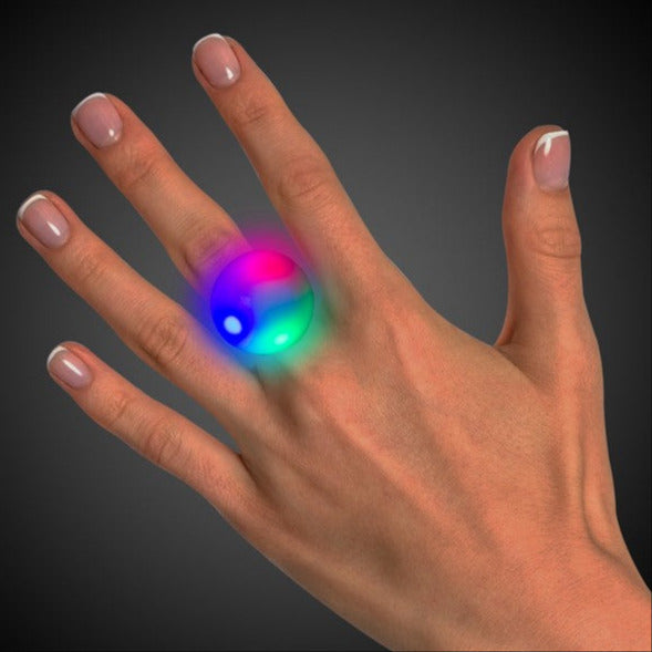 White Light Up Jelly Rings With Multi-Colored LED Lights