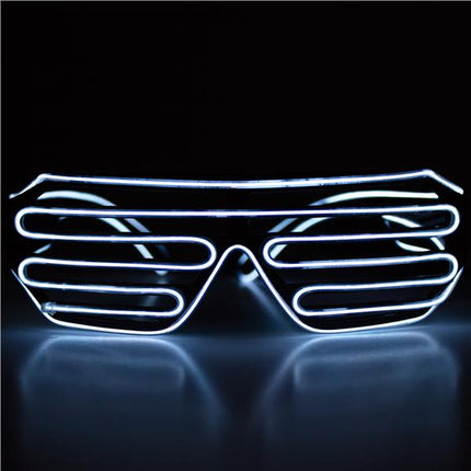 White Light Up Slotted EL Wire Eyeglasses