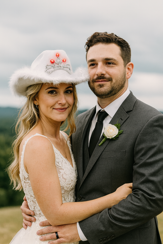 LED Light Up Tiara White Cowboy Hat