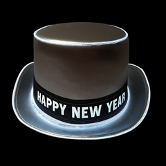 Light Up White Happy New Year Top Hat