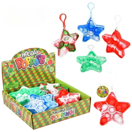 4 Holiday Star Bubble Popper Clip Ons