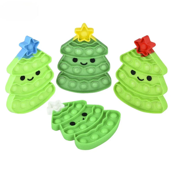 6 Christmas Tree Glitter Bubble Poppers