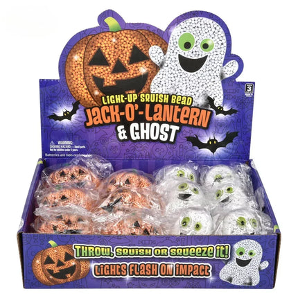 3" Light-Up Squish Bead Jack O Lantern And Ghost