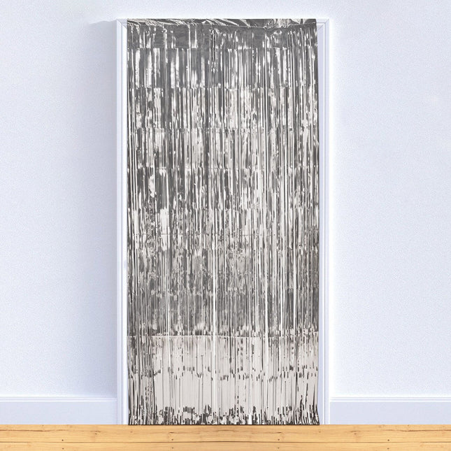 Silver Metallic Fringed Curtain