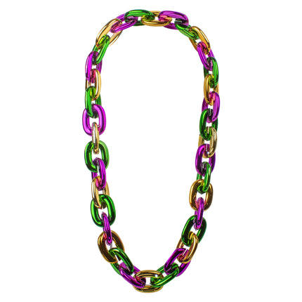 LED Light Up Flashing Mardi Gras Chain Link Necklace