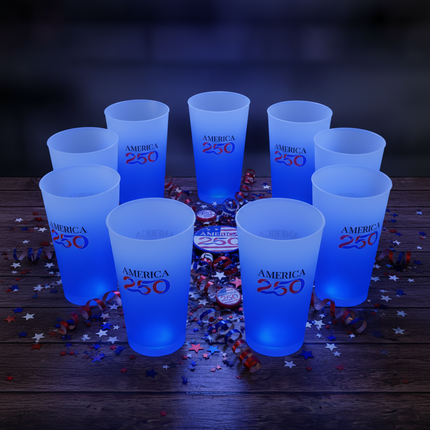 America 250 Blue LED 16 oz. Cup
