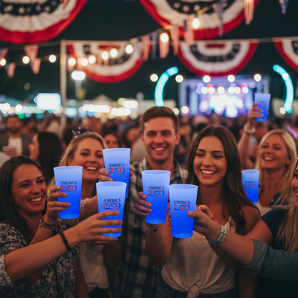 America 250 Blue LED 16 oz. Cup
