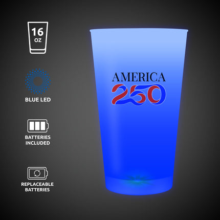 America 250 Blue LED 16 oz. Cup

