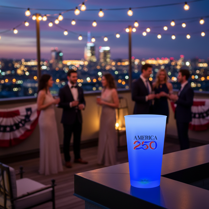 America 250 Blue LED 16 oz. Cup
