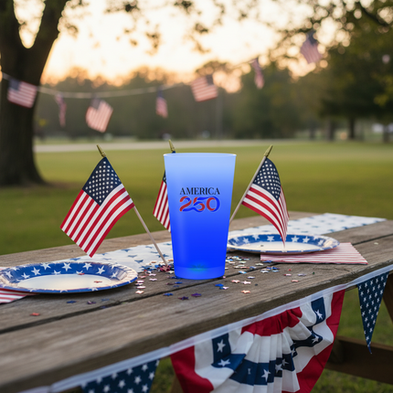 America 250 Blue LED 16 oz. Cup
