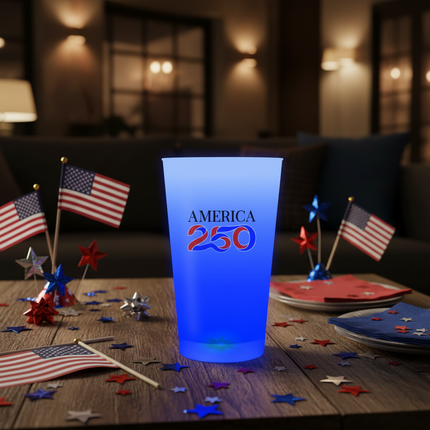 America 250 Blue LED 16 oz. Cup
