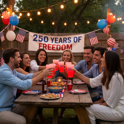 America 250 Red LED 16 oz. Cup
