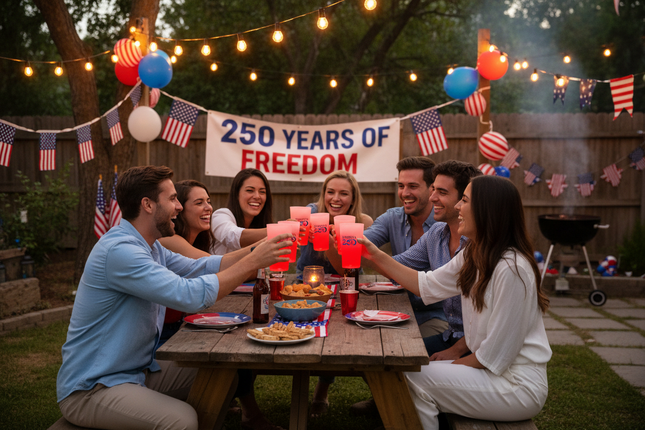 America 250 Red LED 16 oz. Cup
