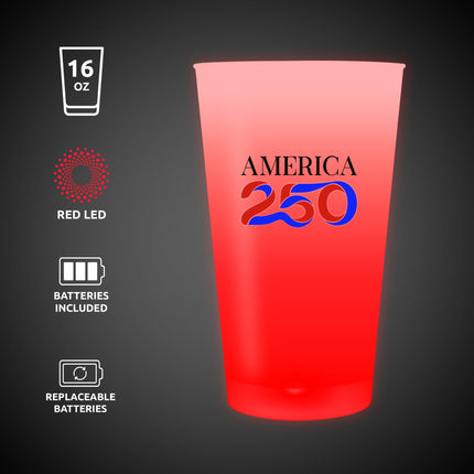 America 250 Red LED 16 oz. Cup

