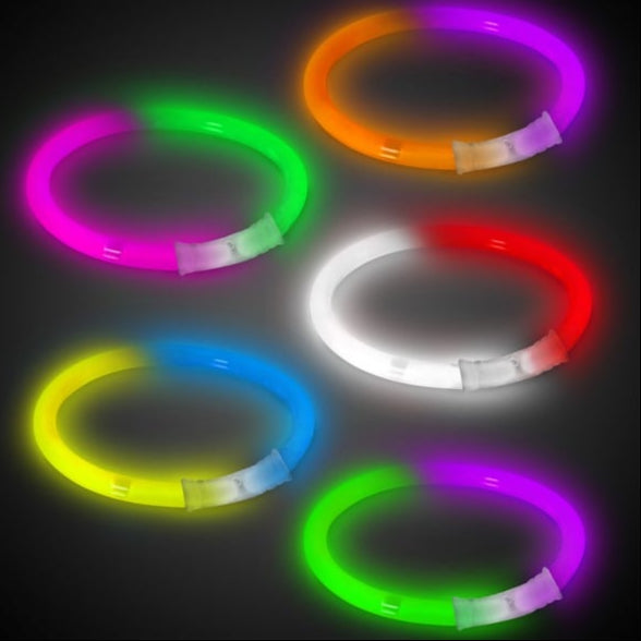 8 Inch Bi-Color Glow Swizzle Bracelets