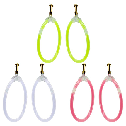 Assorted Glow Hoop Earrings - 6 Per Pack
