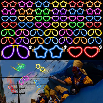 Aviator Style, Heart & Star Glow Stick Sunglasses