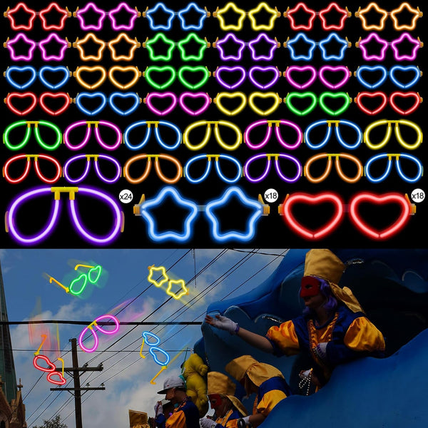 Aviator Style, Heart & Star Glow Stick Sunglasses