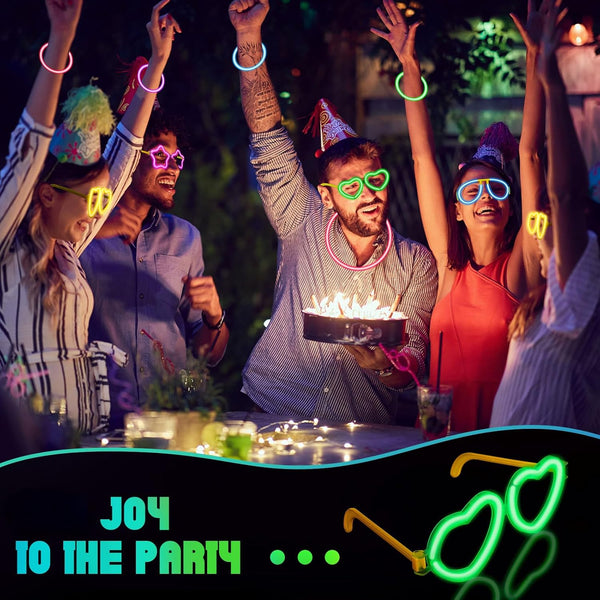 Aviator Style, Heart & Star Glow Stick Sunglasses