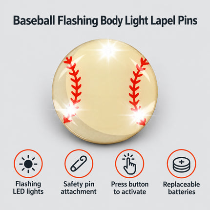 Baseball Flashing Body Light Lapel Pins