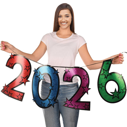 2026 Colorful Glitter Streamer - 60" Wide x 15" High