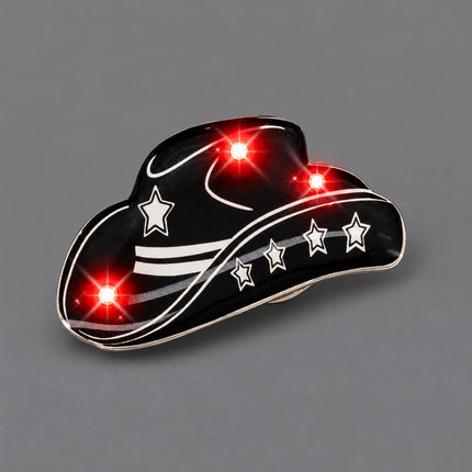 Black Cowboy Hat Flashing Body Light Lapel Pins