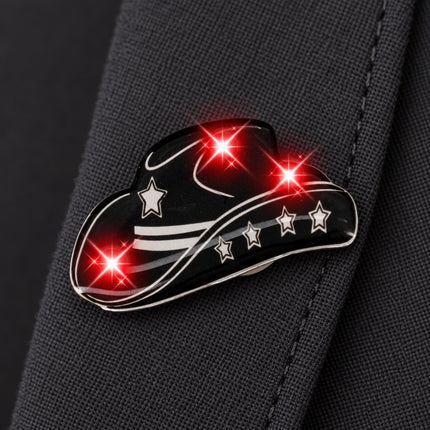 Black Cowboy Hat Flashing Body Light Lapel Pins