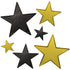 Black & Gold Glitter Star Cutouts - 6 Per Pack