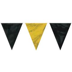 Black & Gold Pennant Banner - 12 Feet Long