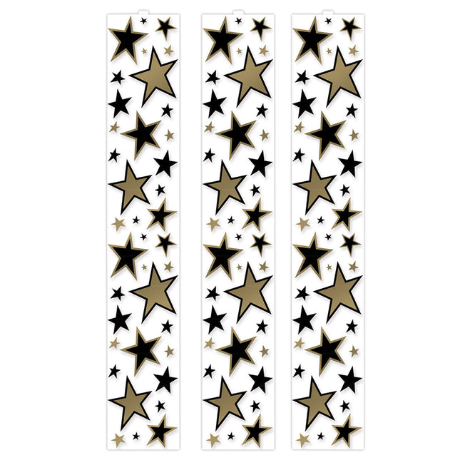 Black & Gold Star Party Decoration Panels - 3 Per Pack