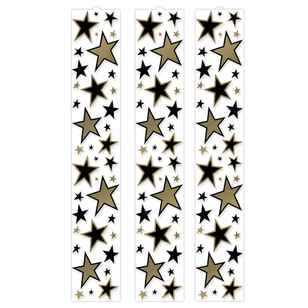 Black & Gold Star Party Decoration Panels - 3 Per Pack