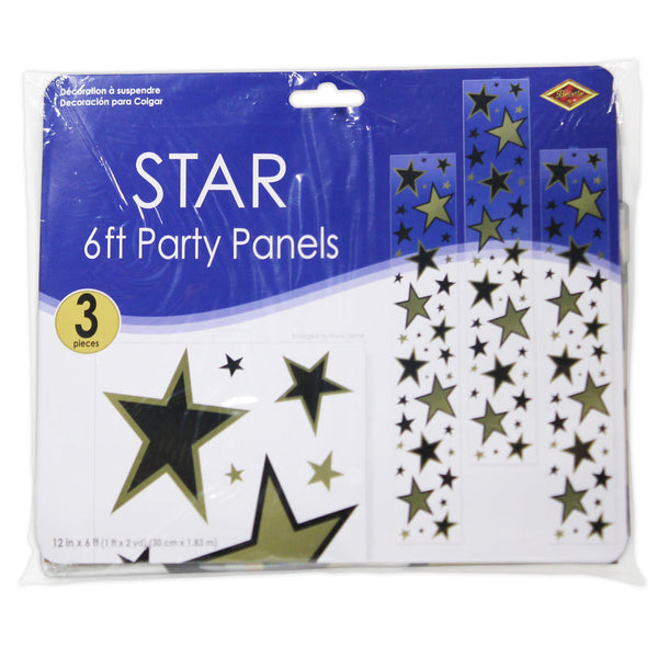 Black & Gold Star Party Decoration Panels - 3 Per Pack