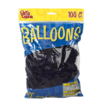 Black Latex 12" Balloons - 100 Per Pack